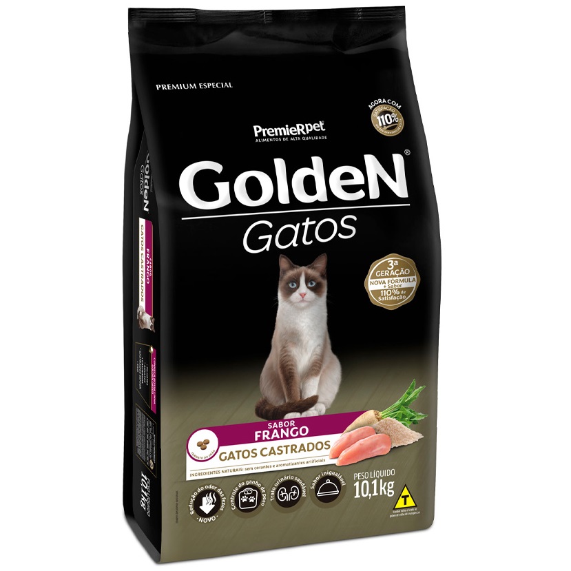 Ração Golden para Gatos Adultos Castrados Sabor Frango